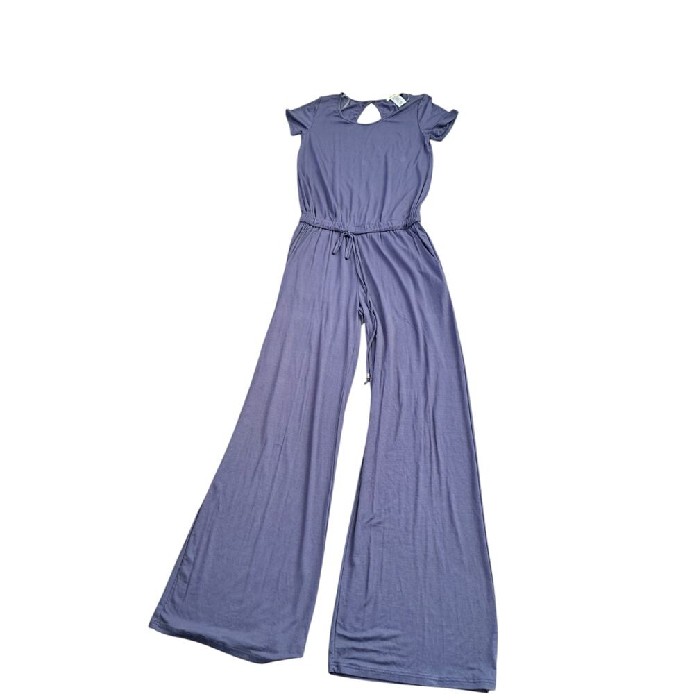 12PM by Mon Ami Periwinkle Blue Wide Leg Jumpsuit Small NWOT Soft Stretch Lounge - Picture 14 of 14
